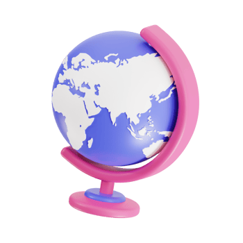 3d table globe with transparent background, library 3d icon set png