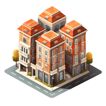 AI generated Watercolor of isometric building. Isolated no background Generative Ai png