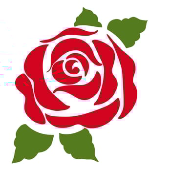 Graphic Vector Illustration Of Red Rose With Leaves Silhouette Flower