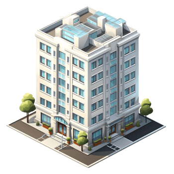 AI generated Watercolor of isometric building. Isolated no background Generative Ai png