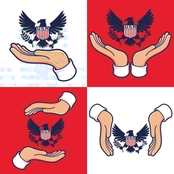 hands with national symbol of the United States set vector