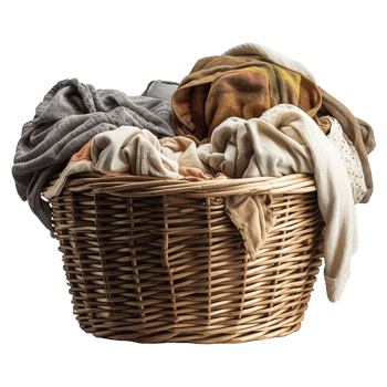 AI generated Basket full of dirty laundry on transparent background PNG