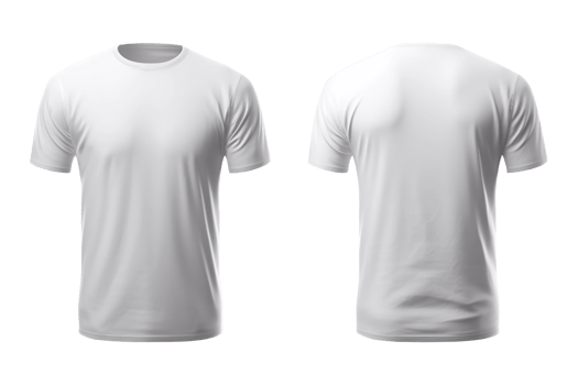 AI generated T-shirt mockup. White blank t-shirt front and back views on transparent Background PNG