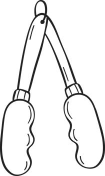 Tongs Cooking outline doodle png