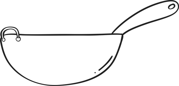 Wok Cooking outline doodle png