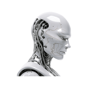 AI generated White Robot face. Artificial intelligence concept png
