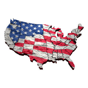 AI generated 3d map of the usa with american flag png