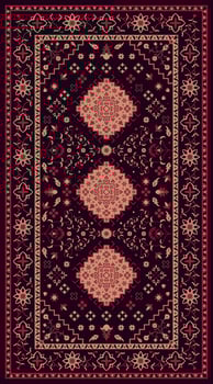 Persian rug damask pattern turkish carpet vector