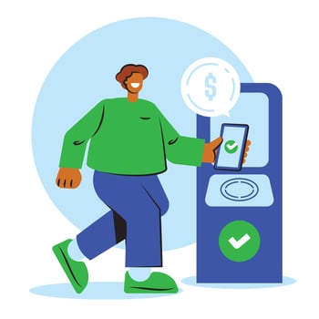 teen boy pay to pass illustration vector