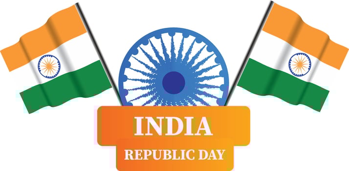 INDI REPUBLIC DAY DESIGN WITH TWO 3D FLAGS vector