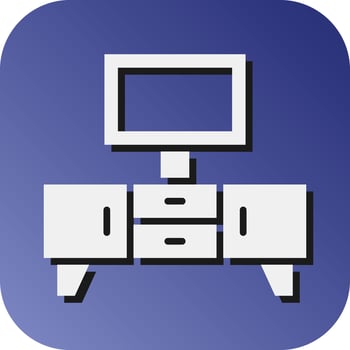 TV Table Vector Glyph Gradient Background Icon For Personal And Commercial Use.