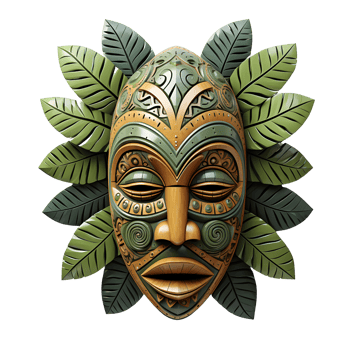 AI generated Vintage Wooden Tribal Mask Heritage, Ritualistic Symbol png
