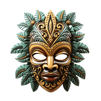AI generated Antique Traditional Wooden Mask, Indigenous Rituals png