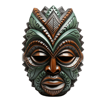 AI generated Antique Wooden Tribal Mask Art, Handcrafted Tradition png