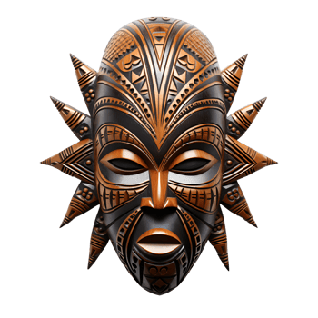 AI generated Authentic Ancient Wooden Mask, Tribal Heritage png