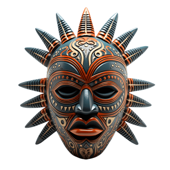 AI generated Ancient Wooden Tribal Mask Art, Cultural Legacy png