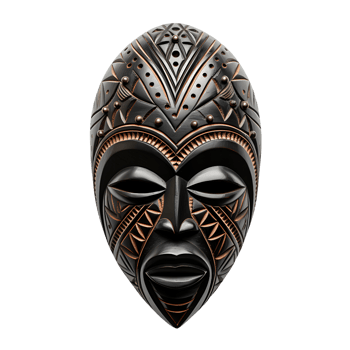 AI generated Vintage Traditional Wooden Mask, Tribal Symbolism png