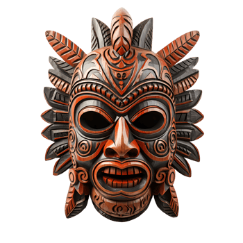 AI generated Ancient Wooden Tribal Mask, Vintage Ethnic Decor png