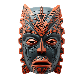 AI generated Antique Wooden Tribal Mask Art, Traditional Culture png
