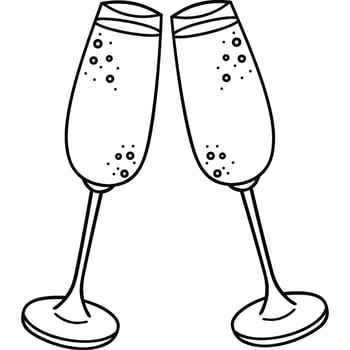 Black champagne glasses with transparent background vector