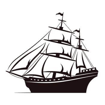 Ship vector black Silhouette Vector isolated on a white background