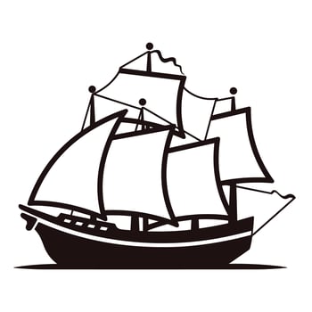 Ship vector black Silhouette Vector isolated on a white background