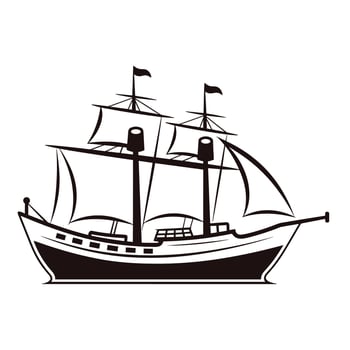 Ship vector black Silhouette Vector isolated on a white background
