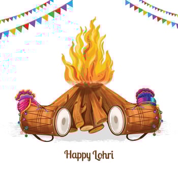 Punjabi festival happy lohri holiday card background vector