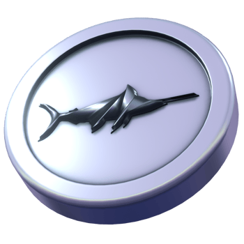 3D render of a silver coin featuring a marlin illustration. png