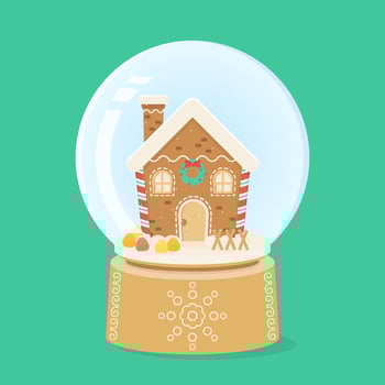 gingerbread house snowglobe vector