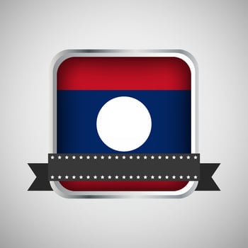 Vector Round Banner With Laos Flag