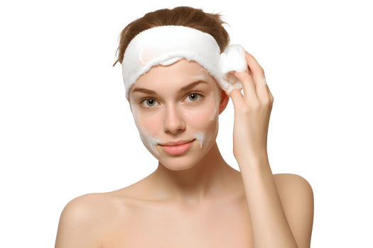 AI generated Close-up photo of a young girl applying cream to her face. Without background png