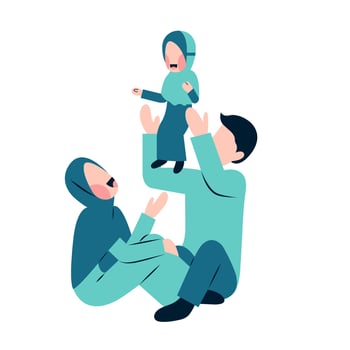 Muslim Parents Playing With Kid vector