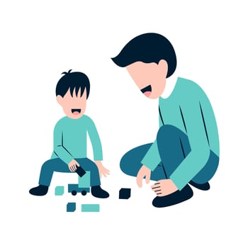 Father Playing With Son Illustration vector
