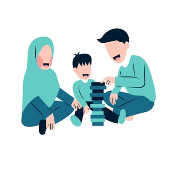 Muslim Parents Playing With Kid vector
