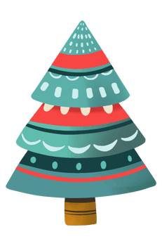 Colorful Christmas tree hand drawn style png