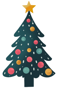 Colorful Christmas tree hand drawn style png