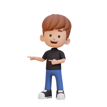 3D cute kid pointing hand to the side png
