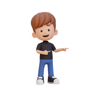 3D cute kid pointing hand to the side png