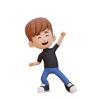 3D cute boy in happy pose png