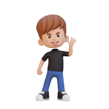 3D cute boy make fun of png