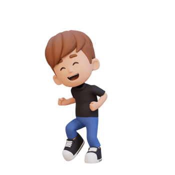 3D cute boy happy dancing png