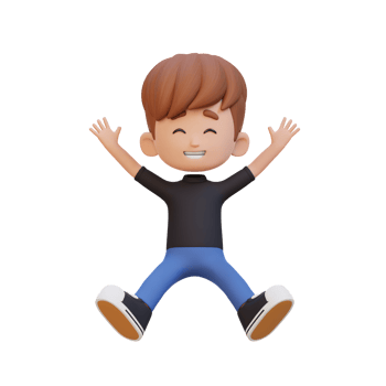 3D cute boy in jumping pose png