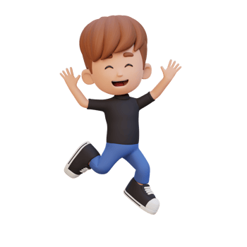 3D cute boy in jumping pose png