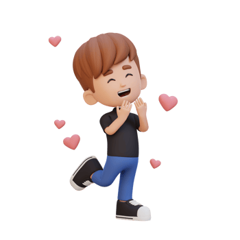 3D cute kid character in love png