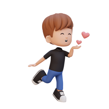 3D cute kid character in love png