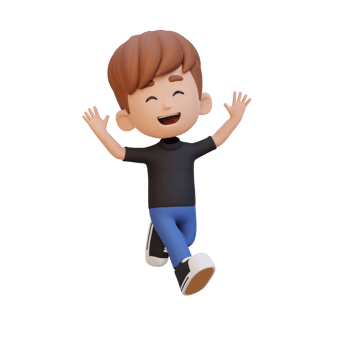 3D cute boy in jumping pose png