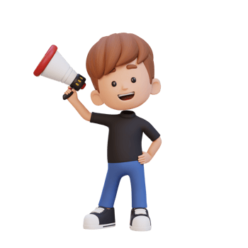 3D cute kid Character Holding a Megaphone png