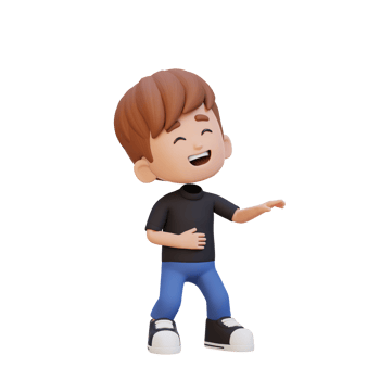 3D cute boy laughing png