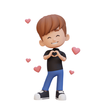 3D cute kid character in love png